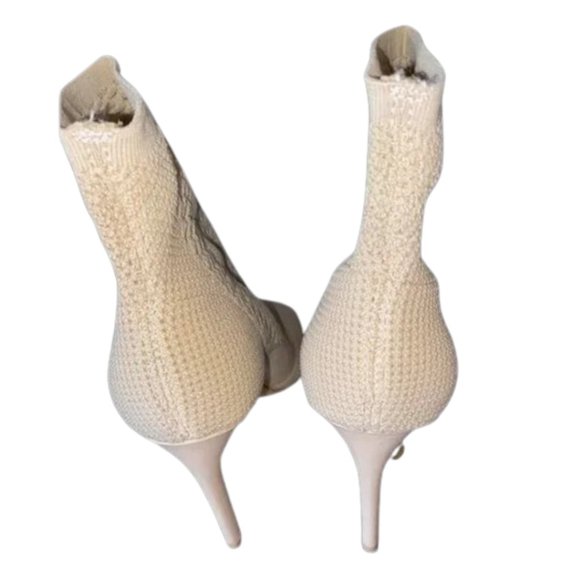 Charles David Stretch Beige Peep Toe Ankle Boots - Size 8.5 - Picture 4 of 8